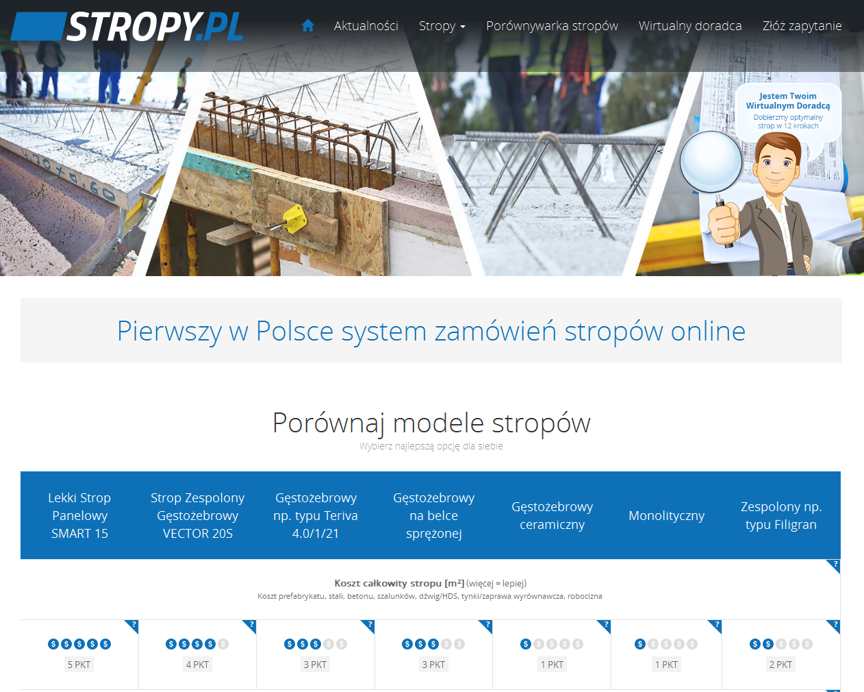 STROPY.PL – pierwszy w Polsce systemem zamówień stropów online