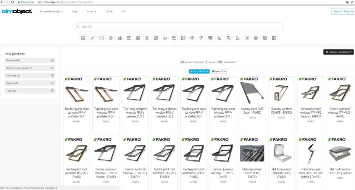 FAKRO na BIMobject.com