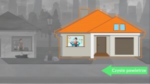 Fragment animacji, która zdobyła I miejsce, pt. Termomodernizacja wyjdzie Ci na dobre - autorstwa Mateusza Kołodzieja