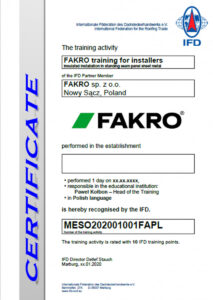 Certyfikat Szkoleniowy IFD skan