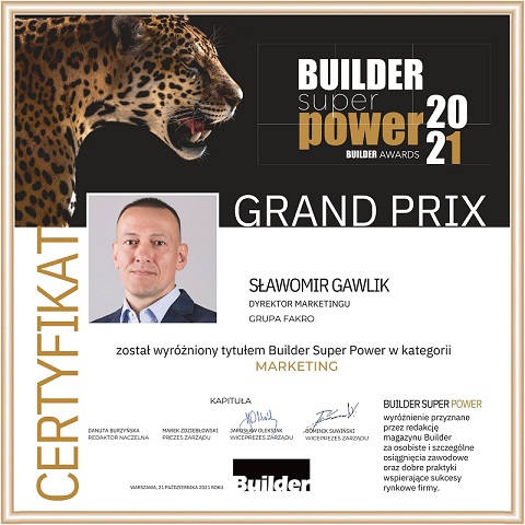 Nagroda Builder Super Power dla dyrektora Sławomira Gawlika