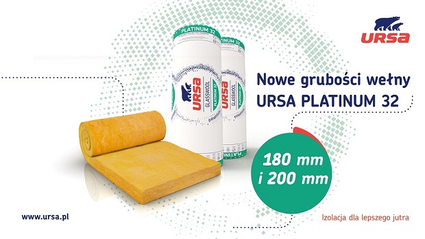 Wełna mineralna URSA PLATINUM 32 dostępna w dwóch nowych grubościach: 180 mm i 200 mm