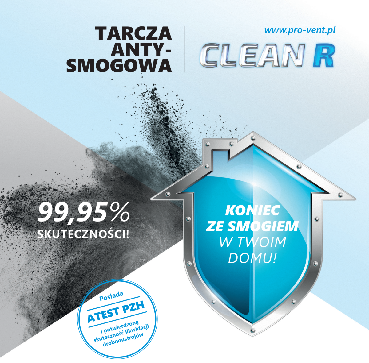 Tarcza antysmogowa dla budynku z czystym i świeżym powietrzem